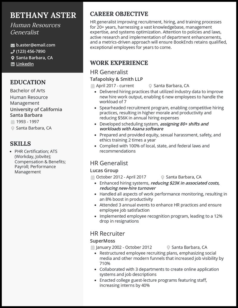 10 Human Resources Generalist Resume Examples For 2026