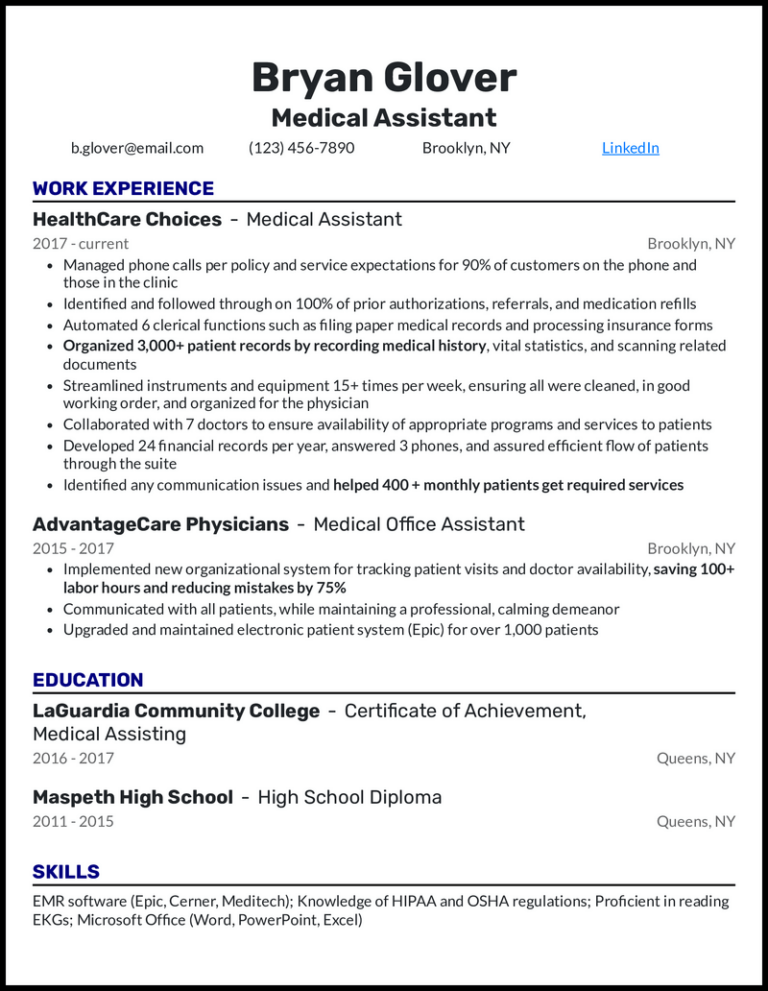 11 Medical Assistant Resume Samples For 2026