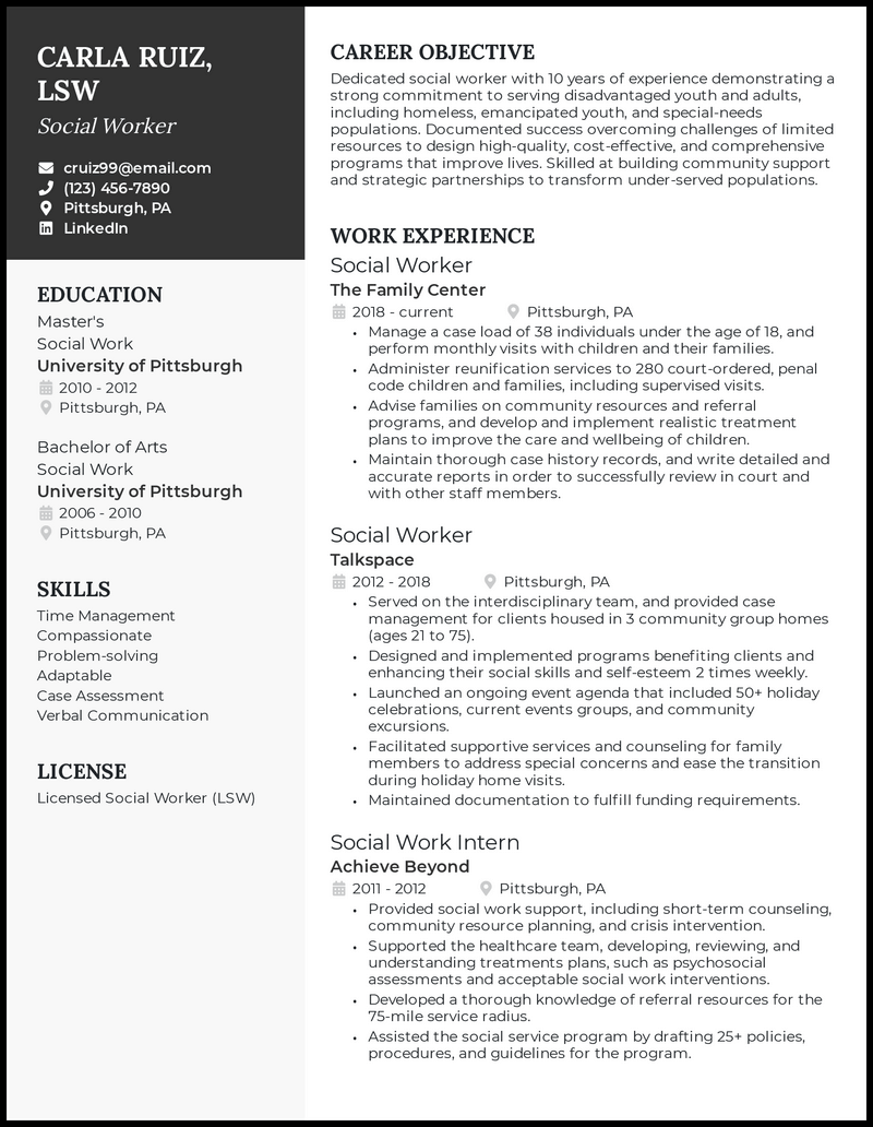 11 Social Worker Resume Examples That Worked In 2026
