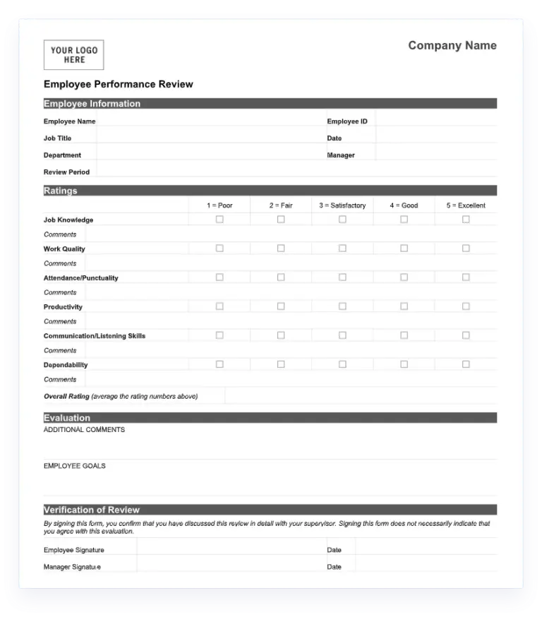 12 Microsoft Word Performance Review Templates Free 