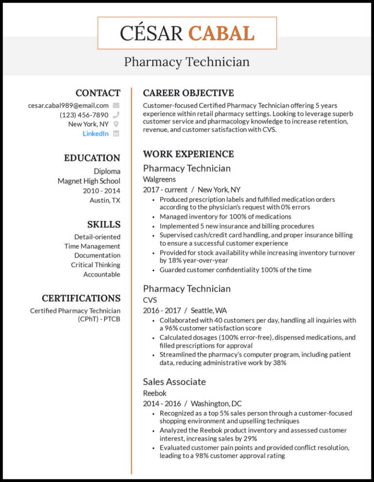 15 Pharmacy Technician Resume Examples For 2026