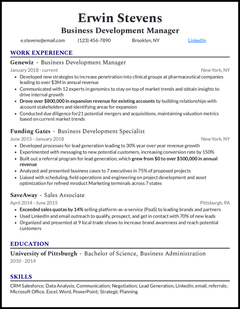 18 Business Development Resume Examples For 2026