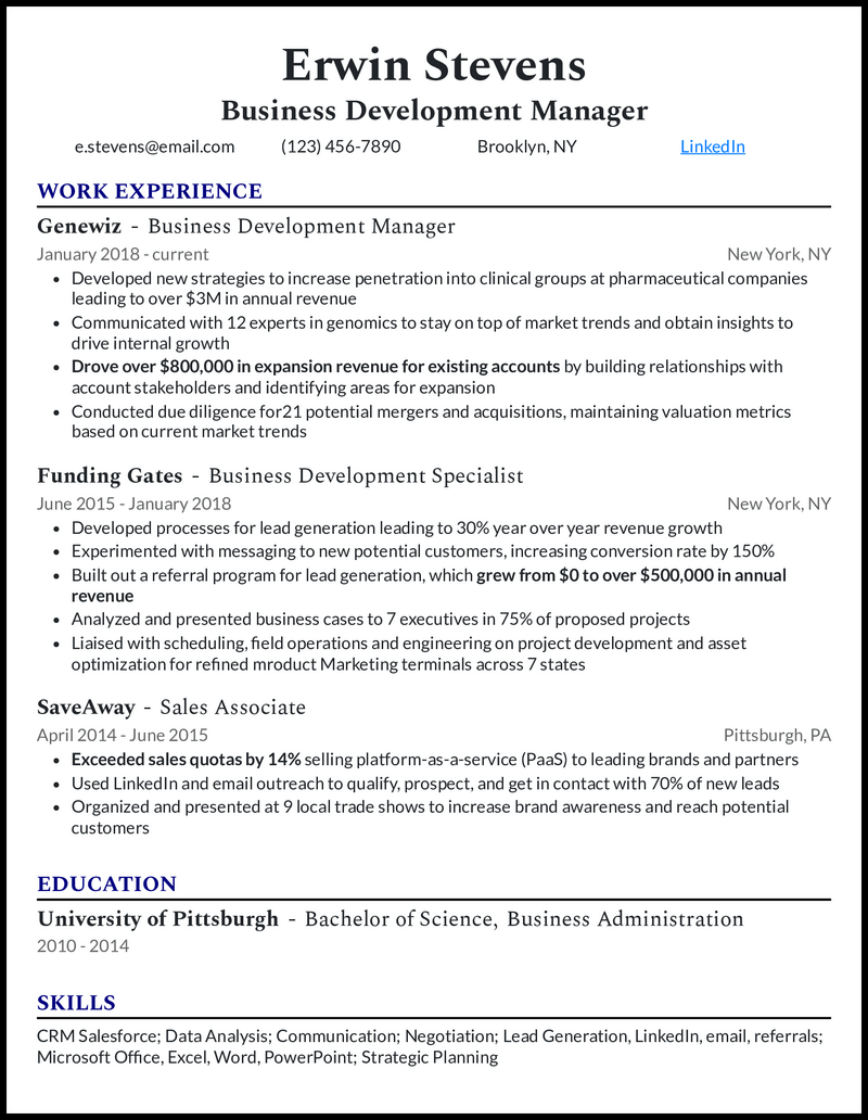 18 Business Development Resume Examples For 2026