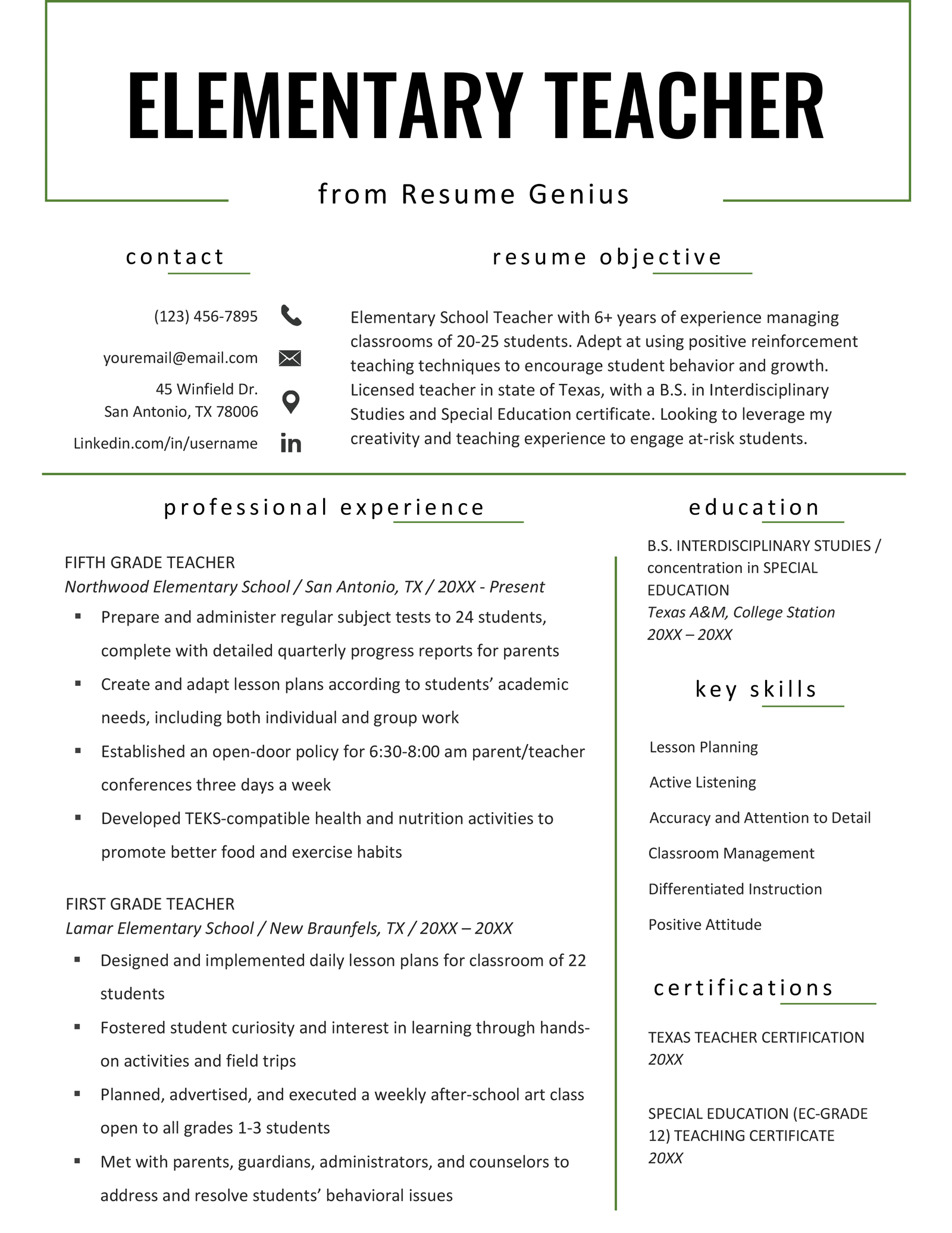 19 Teacher Resume Examples Text Templates For 2026