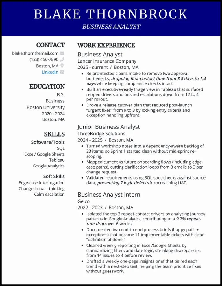 27 Business Analyst BA Resume Samples For 2026