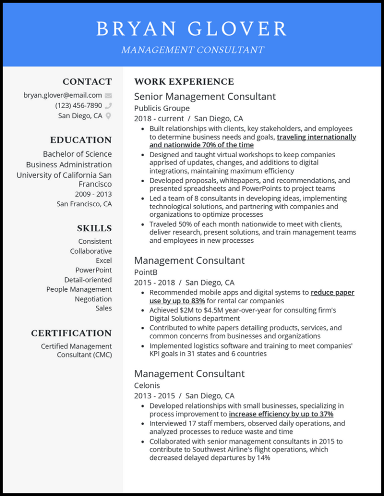 3 Management Consultant Resume Examples For 2026