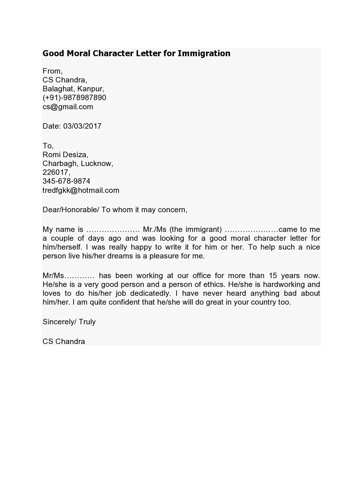 30 Best Reference Letter For Immigration Samples TemplateArchive