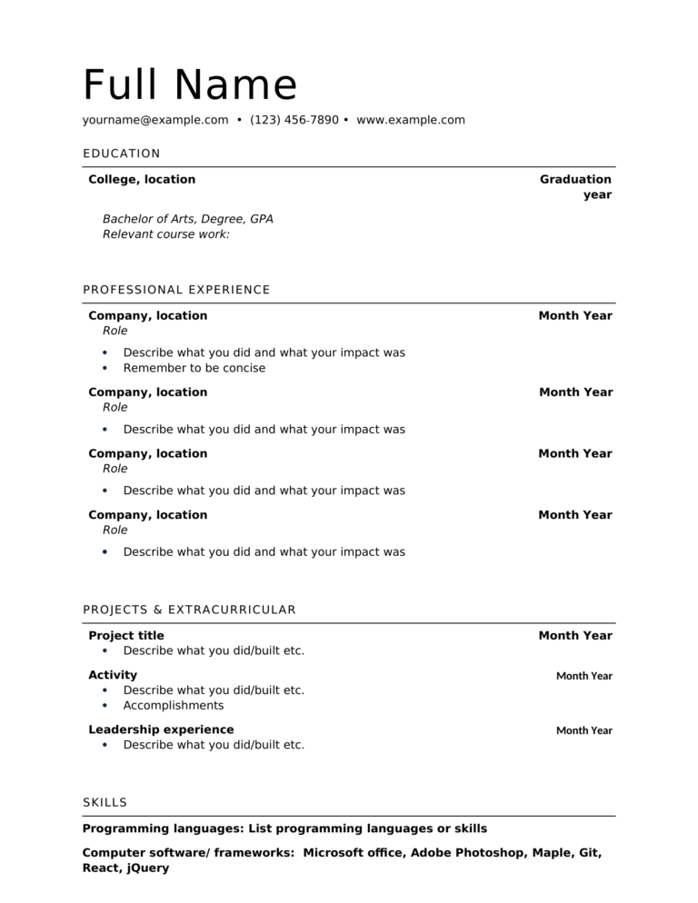 35 Professional Resume Templates Free Download ATS Friendly Rezi Blog