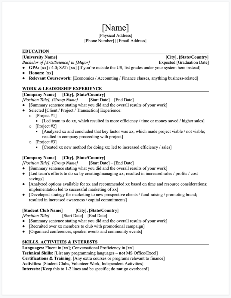4 Free CV Templates Used By Harvard And McKinsey Tips For Danish CV Graduateships