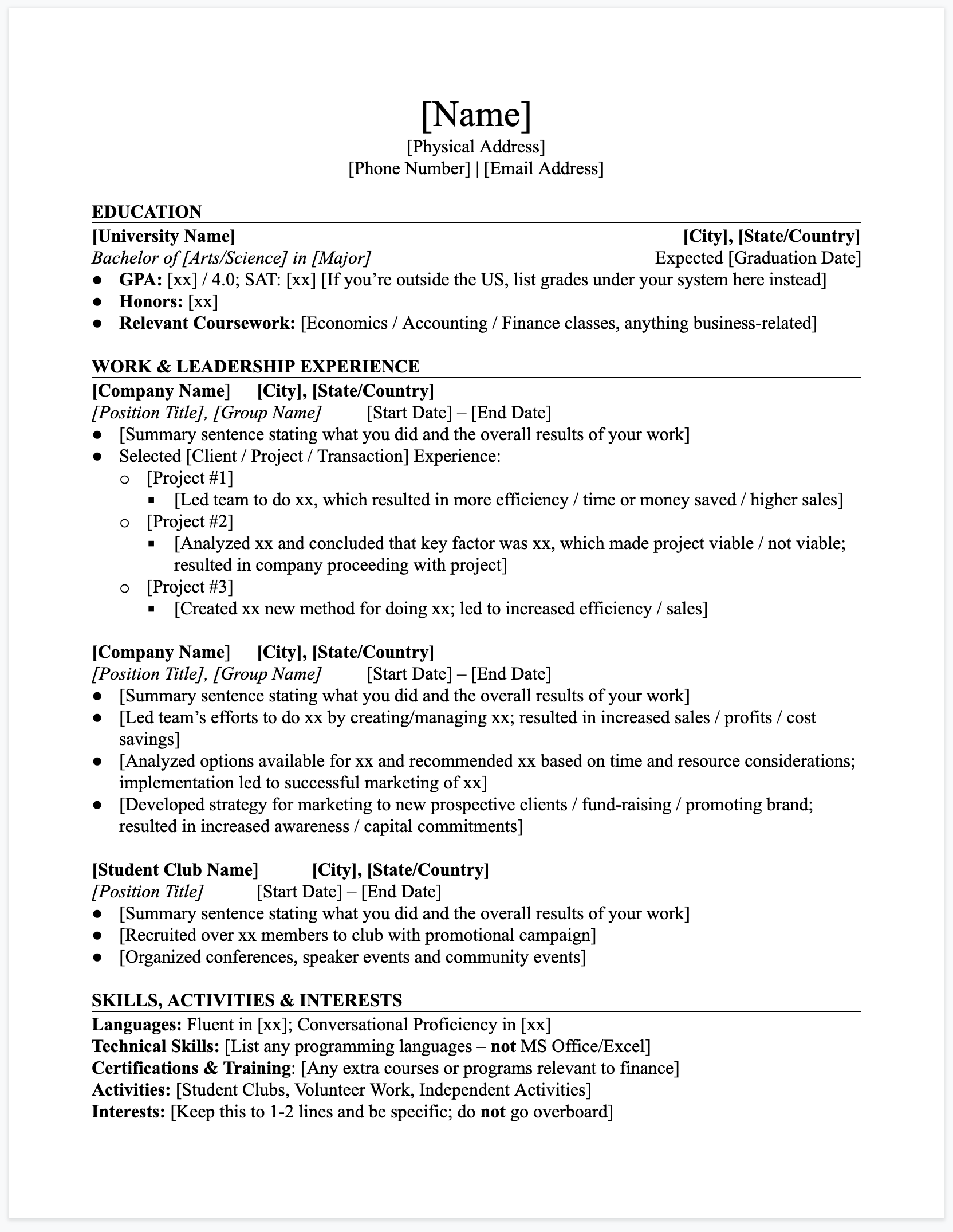 4 Free CV Templates Used By Harvard And McKinsey Tips For Danish CV Graduateships