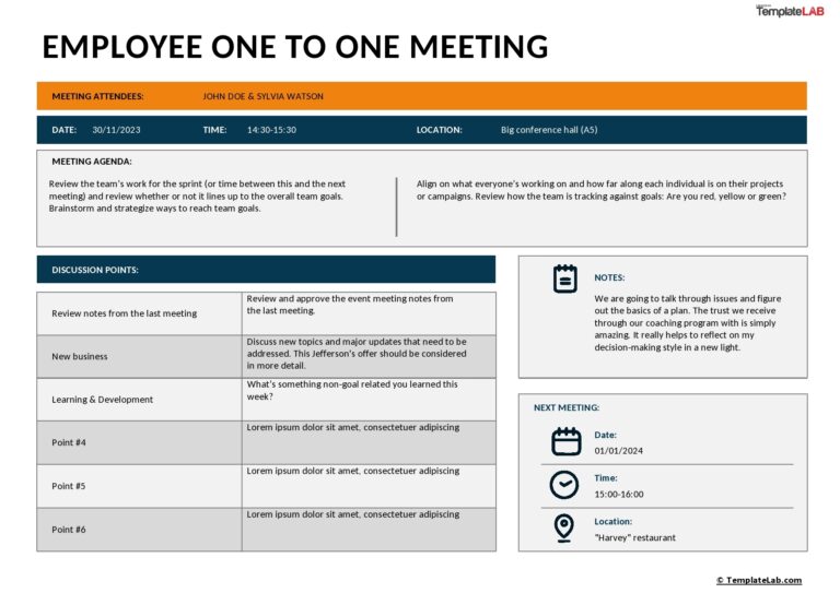 40 Best One To One Meeting Templates 100 Free 