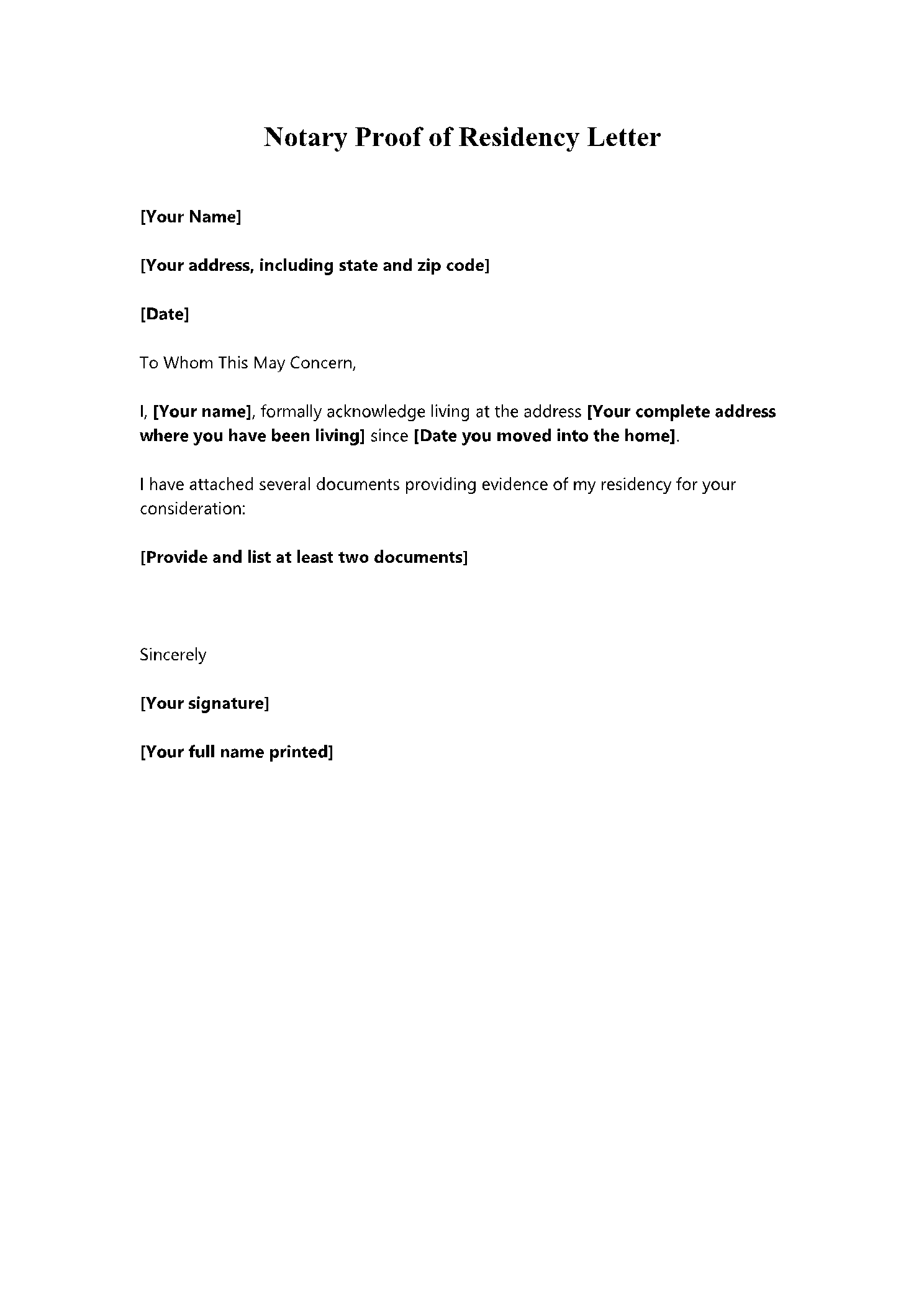 5 Free Proof Of Residency Letter Templates CocoSign