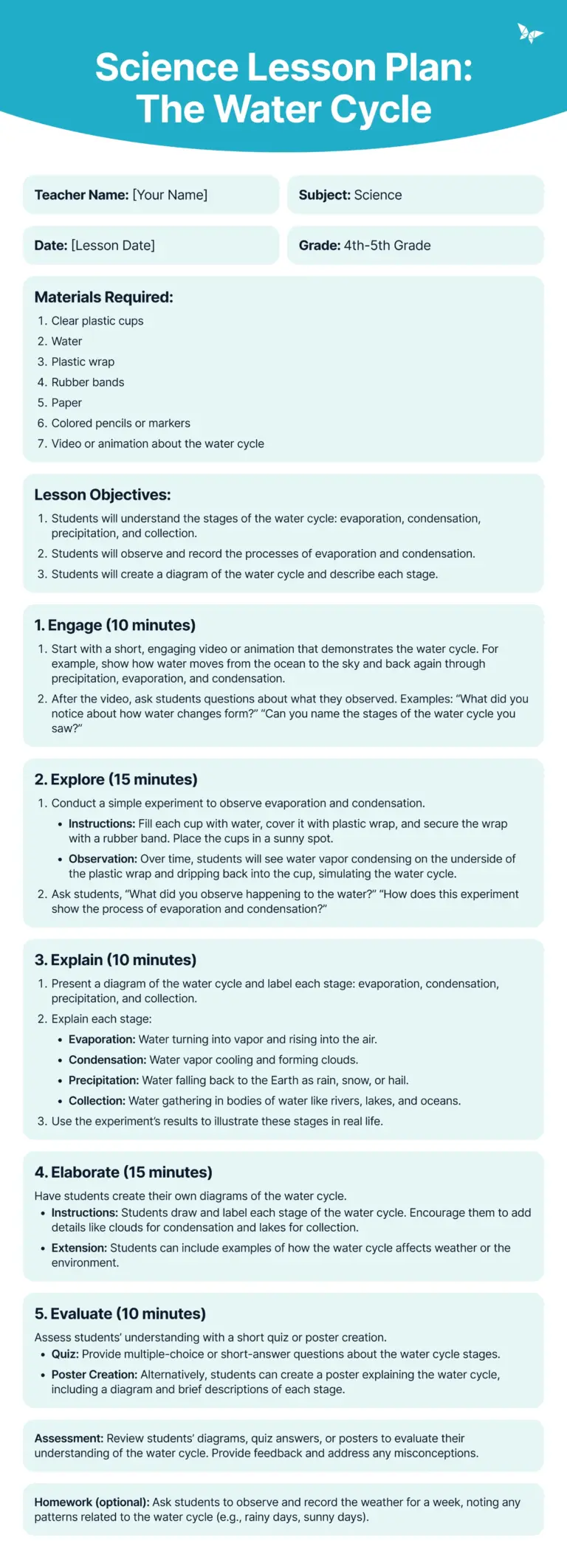 5E Lesson Plan Model Explained FREE Samples Downloadable Template