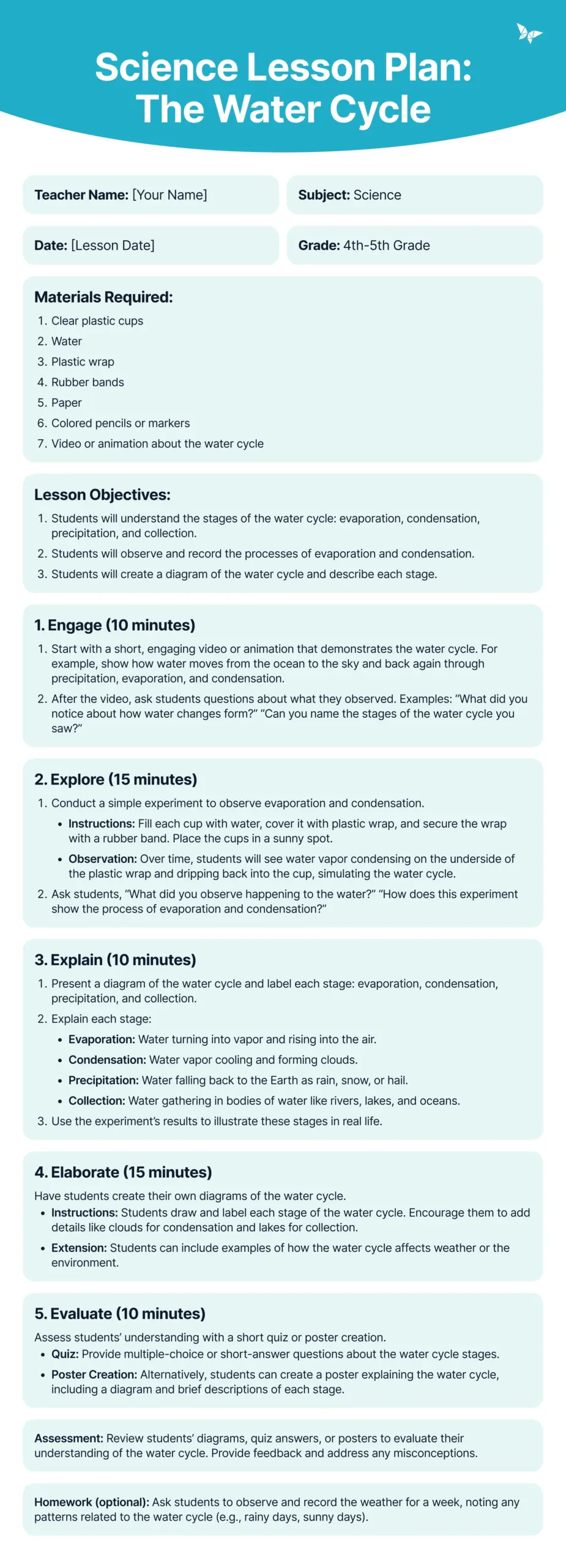 5E Lesson Plan Model Explained FREE Samples Downloadable Template