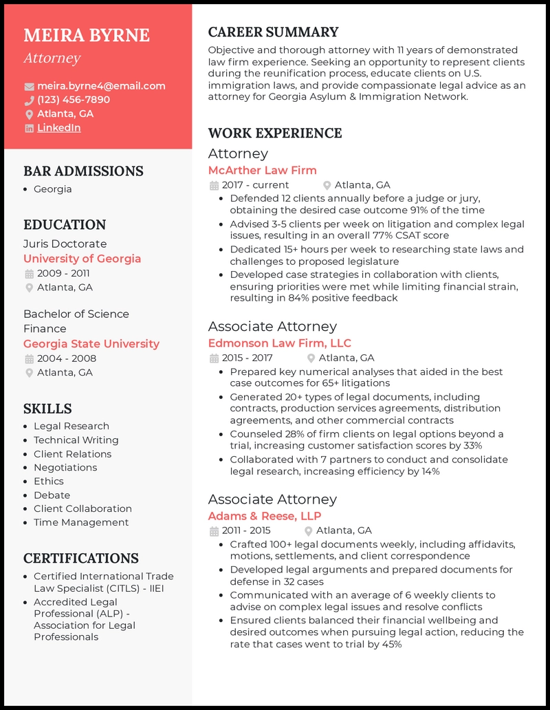 9 Attorney Resume Examples That Got The Job In 2026