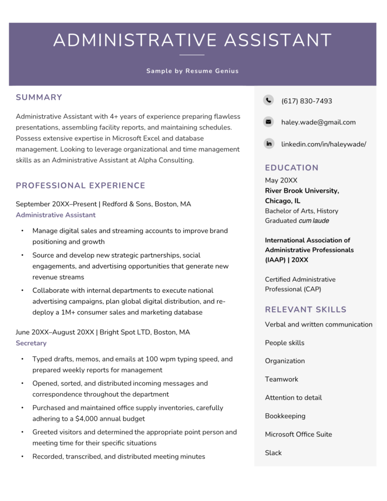 Administrative Assistant Resume Examples Tips For 2026