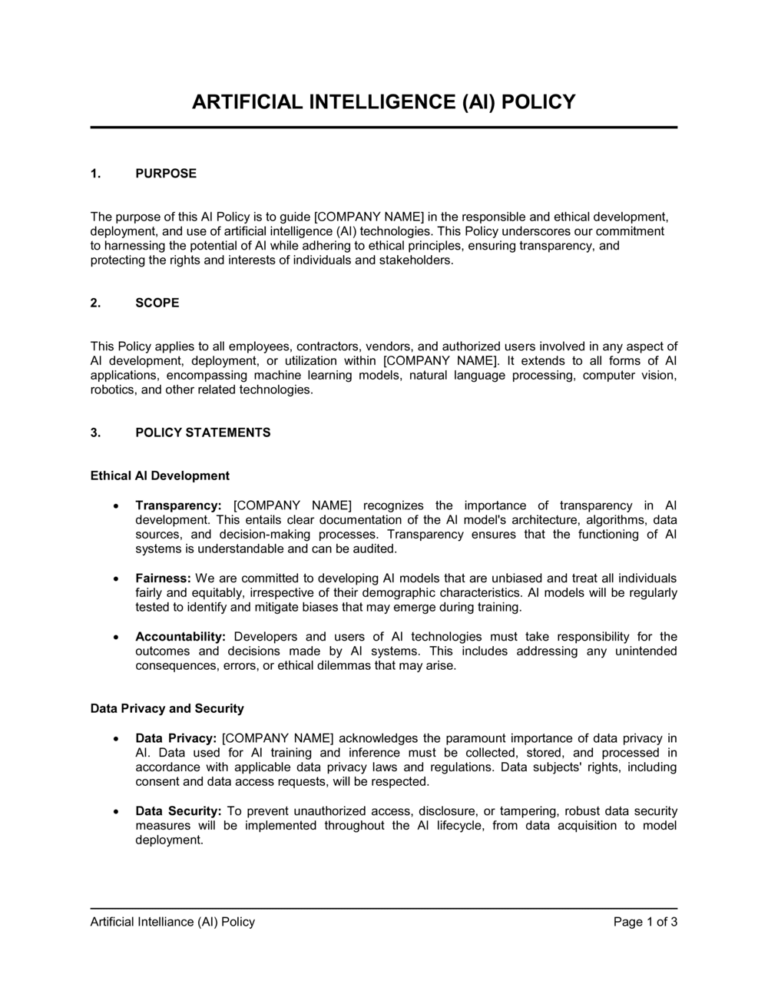 AI Policy Template Free Word Download Free Word 