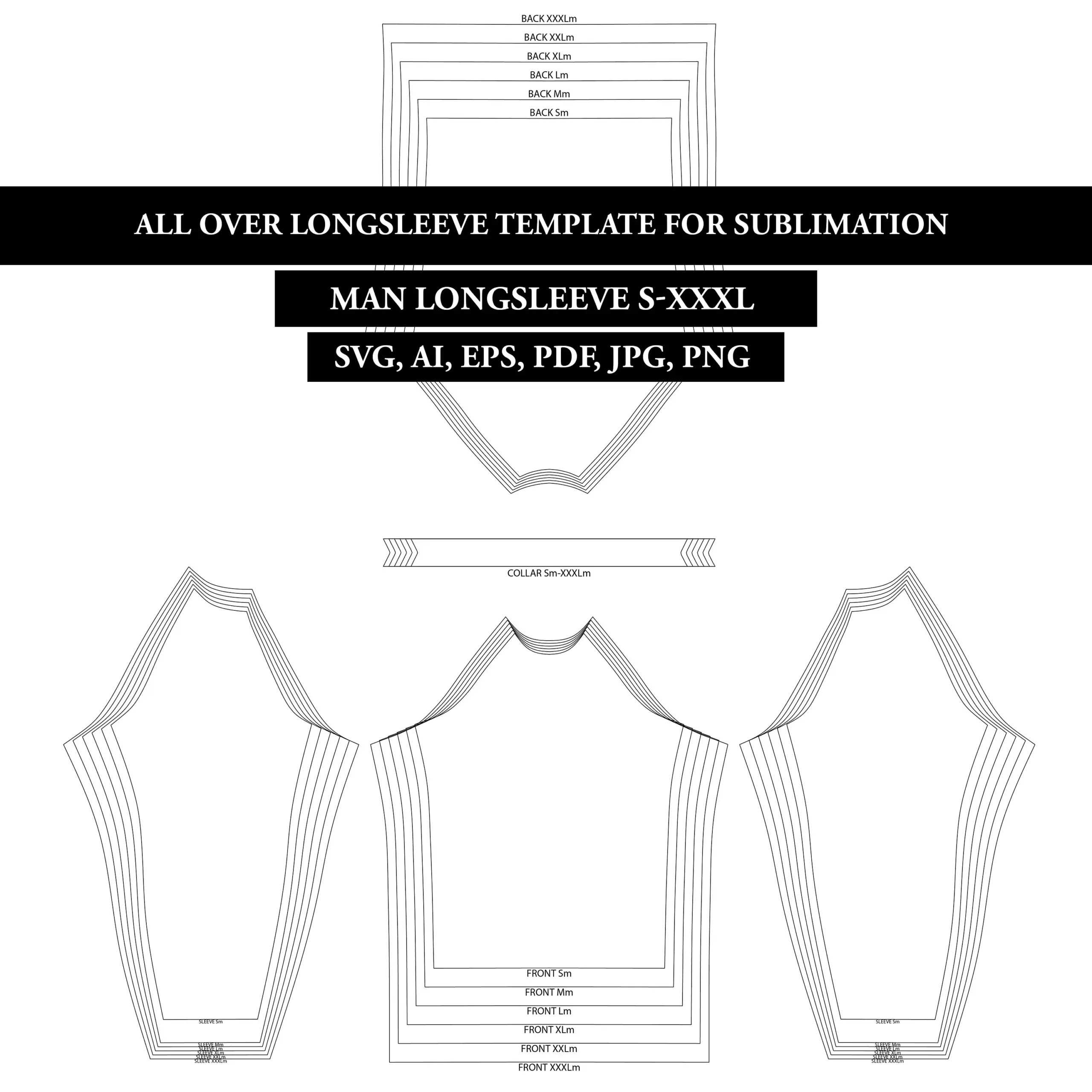 All Over Man Longsleeve Template PDF Sewing Pattern For Sublimation Svg Png Pdf Cut Files BLANK Template Instant Download Etsy