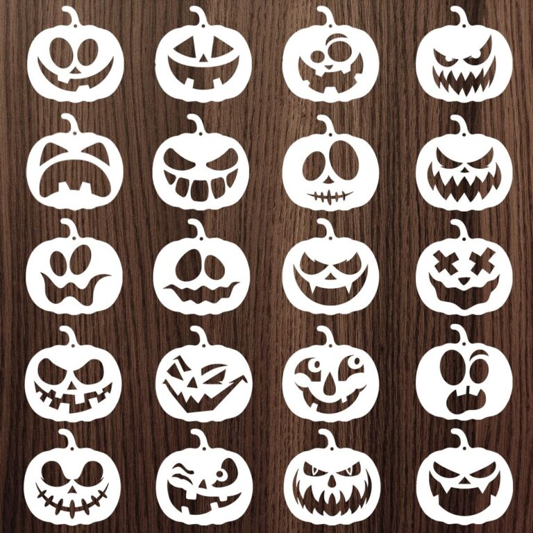 Amazon Halloween Pumpkins Face Stencils 20pcs Pumpkin Face Stencils For Carving Painting Reusable Plastic Pumpkins Face Drawing Template For DIY Pumpkin Carving Wood Walls Art Crafts Decoration Arts Crafts Sewing