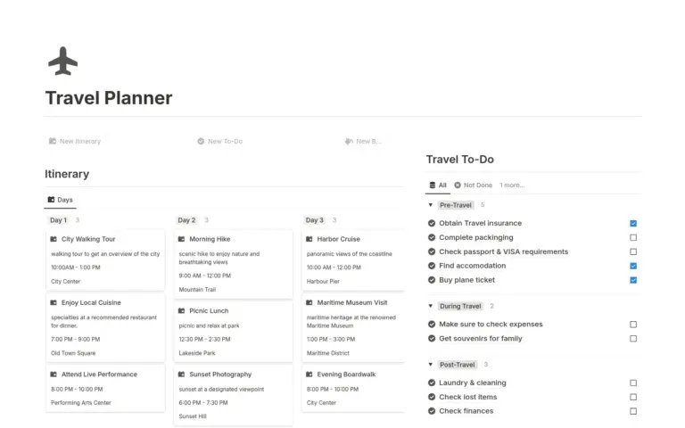 Best 10 Travel Planner Templates For Travel Planners Notion Template Marketplace