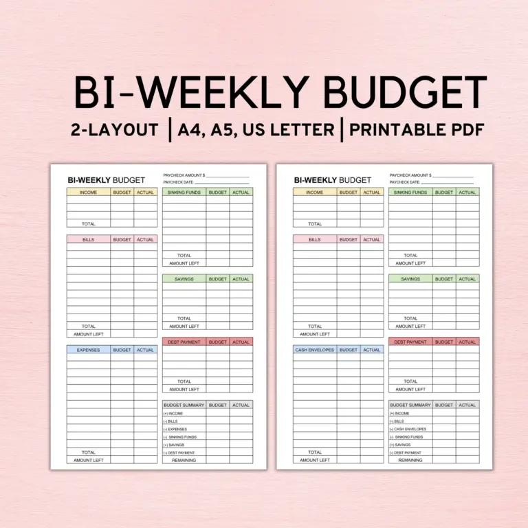 Bi Weekly Budget Planner Template Paycheck Budget Printable Budget Template A4 A5 Letter PDF Etsy