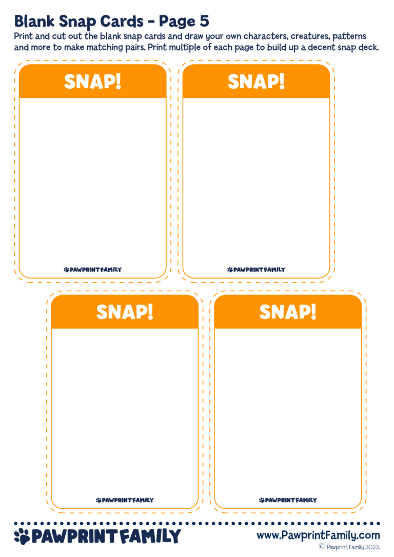Blank Snap Cards Pawprint Family