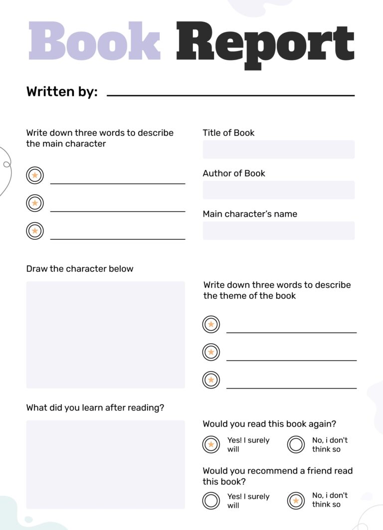 Book Report 4th Grade Free Google Docs Template Gdoc io
