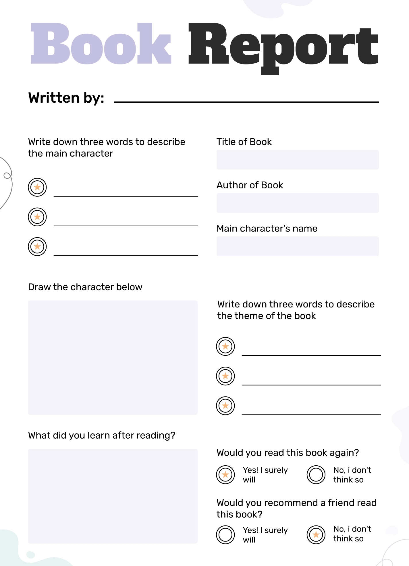 Book Report 4th Grade Free Google Docs Template Gdoc io