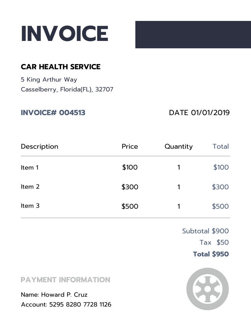 Car Service Invoice Template Venngage