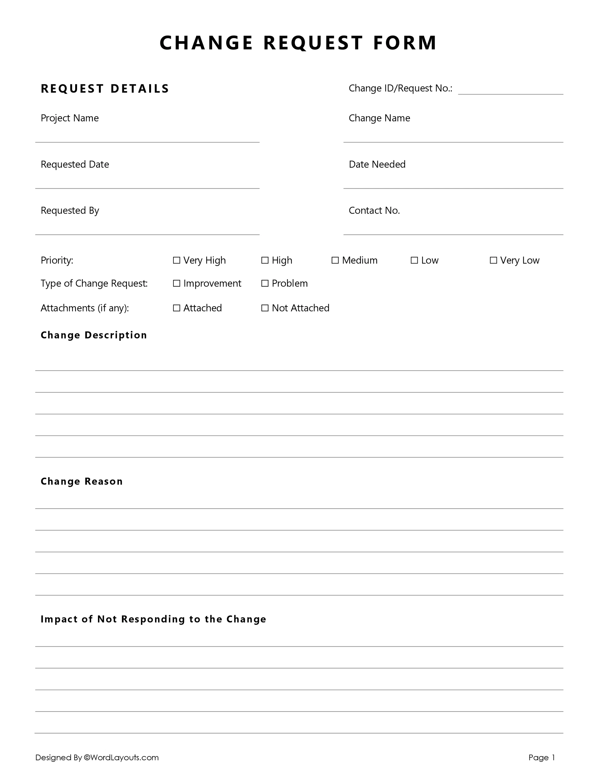 Change Request Form Template WordLayouts