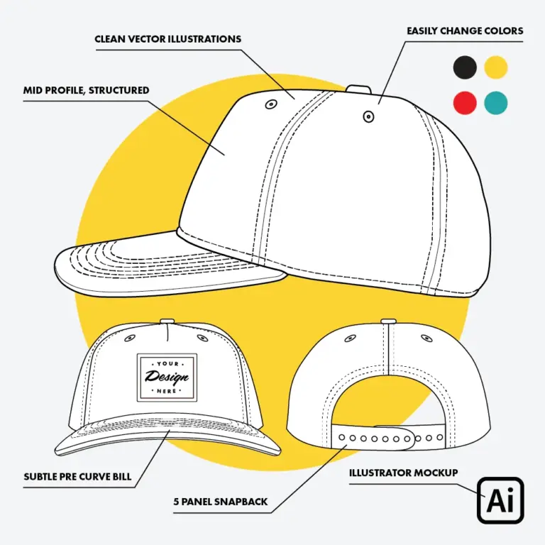 Custom Hat Template 5 Panel Snapback Tech Sheet Digital Download Arroyo MFG Co 