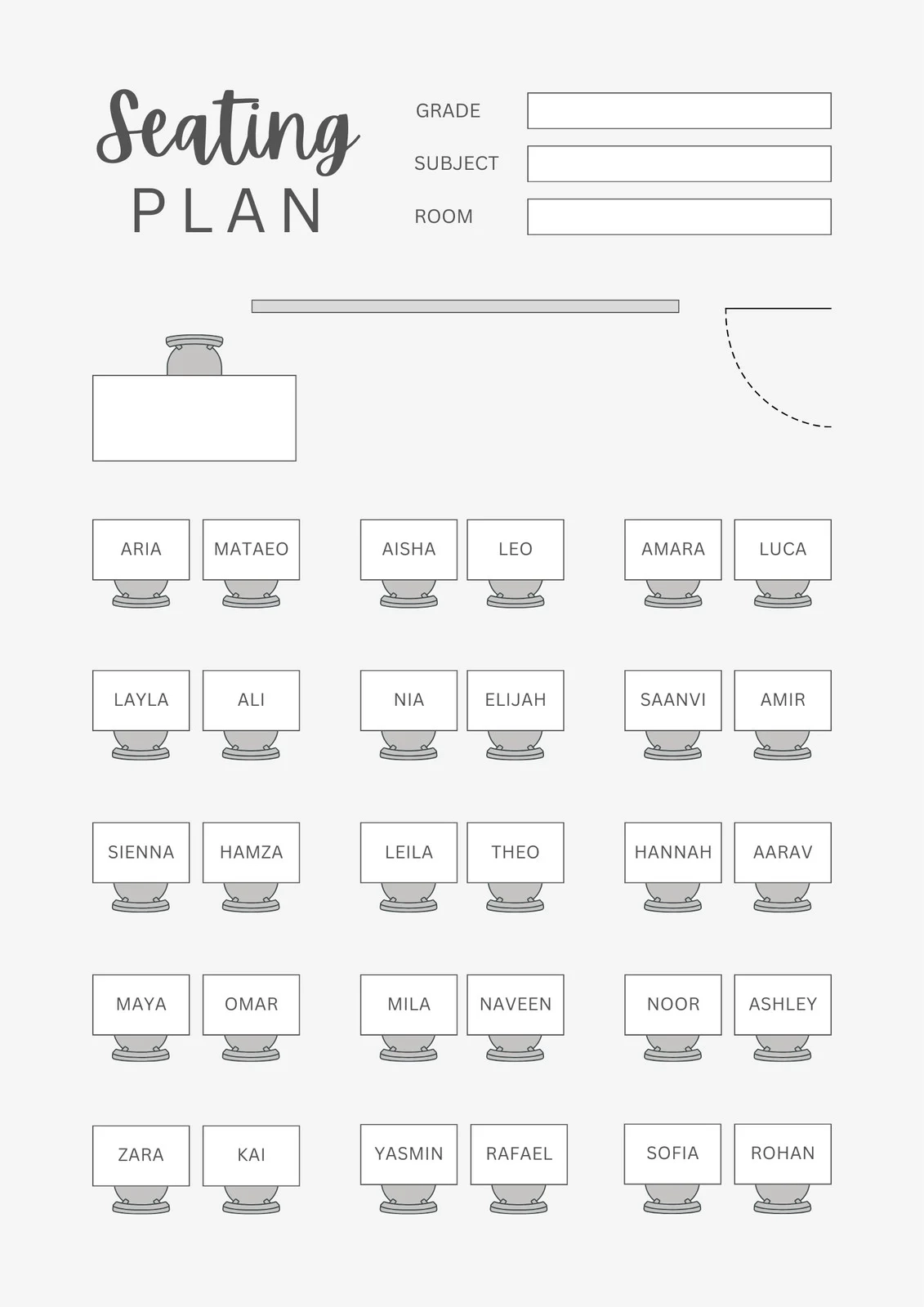 Customize 111 Classroom Seating Charts Templates Online Canva