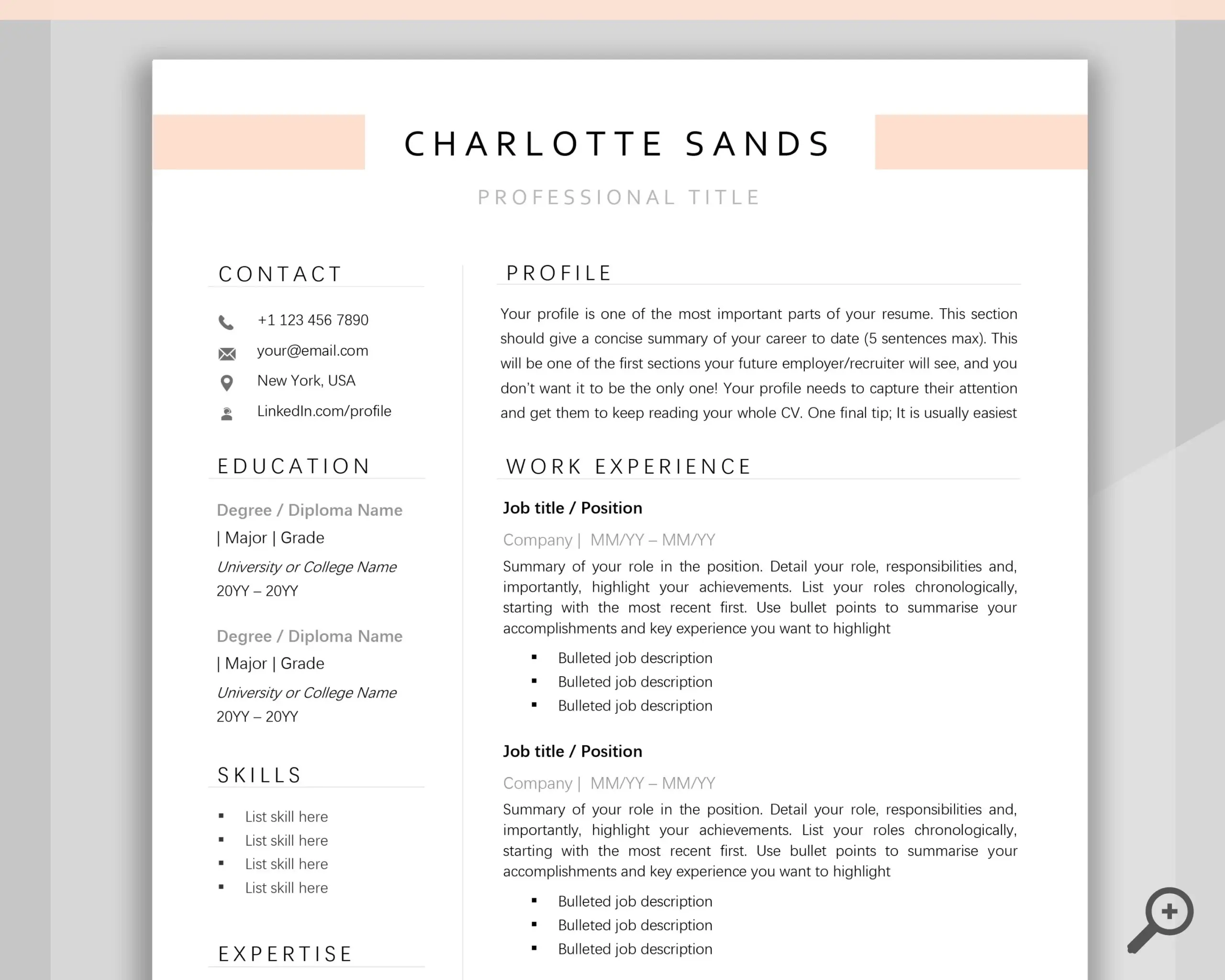 CV TEMPLATE Resume Word Professional Resume Template Minimalist Executive CV Template Free Resume Template Bundle Curriculum Vitae Etsy