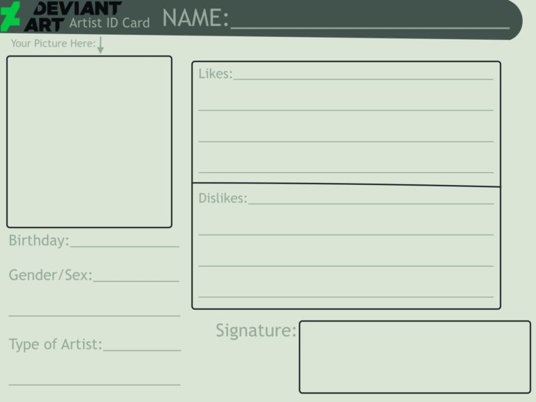 DeviantArt Artist ID Card Blank By SweetieSufiyah On DeviantArt