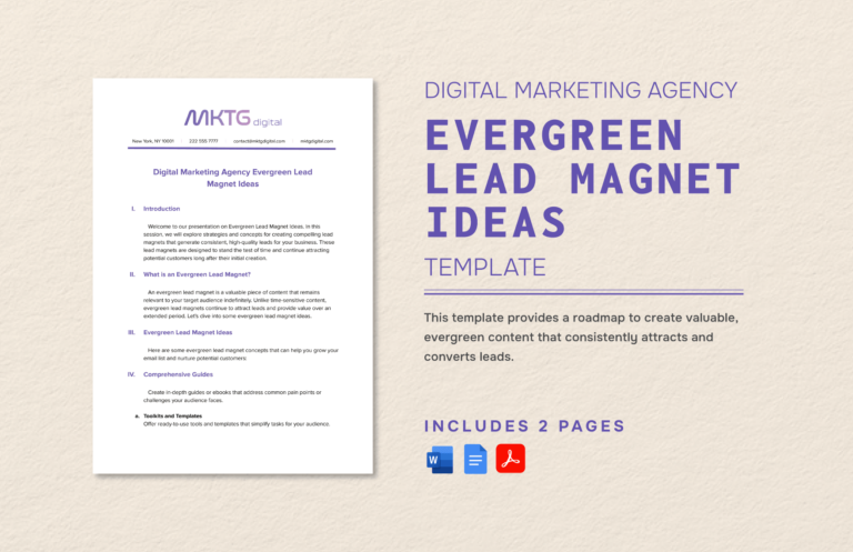 Digital Marketing Agency Evergreen Lead Magnet Ideas Template In Word PDF Google Docs Download Template