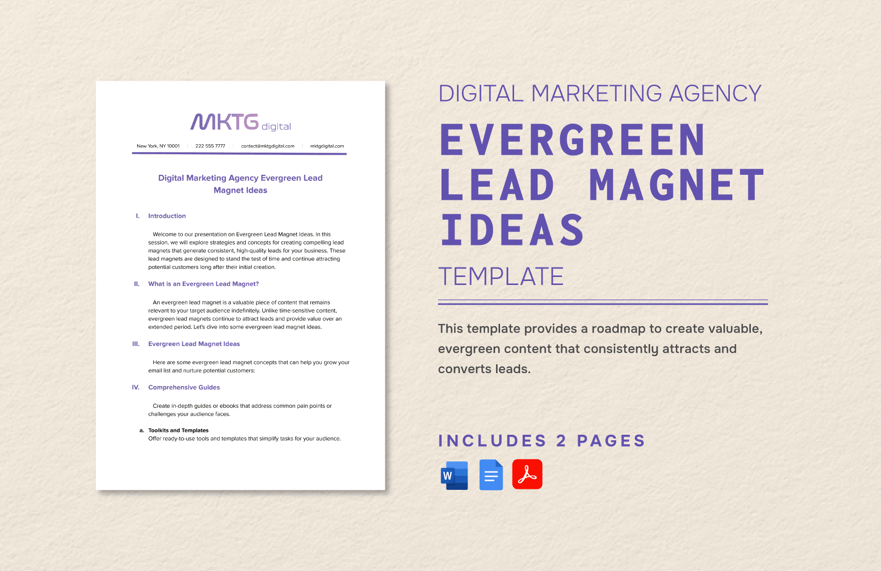 Digital Marketing Agency Evergreen Lead Magnet Ideas Template In Word PDF Google Docs Download Template