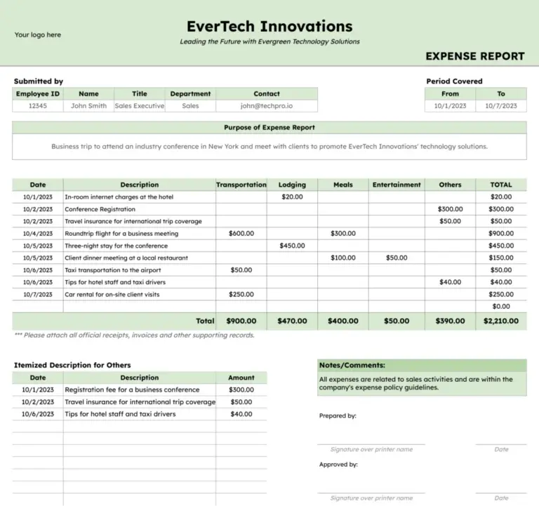 Download Free Travel Expense Report Template 2026 Edition 