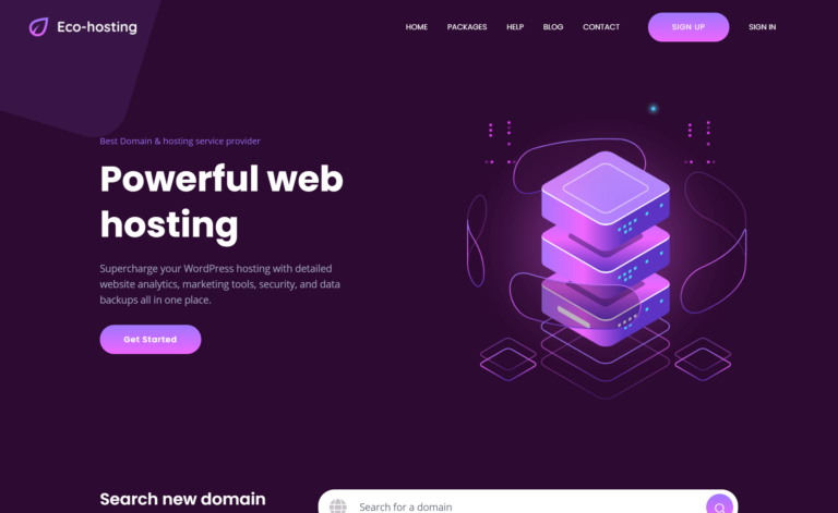Ecohosting Free Responsive Bootstrap 4 HTML5 Hosting Website Template