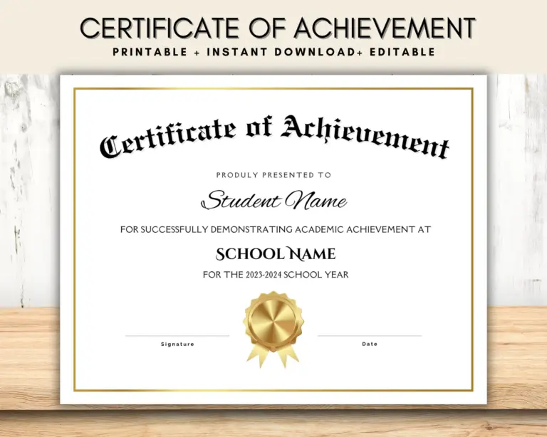 Editable Certificate Of Achievement Award End Of The Year Student Certificates Student Of The Month Certificate Template For Students Etsy