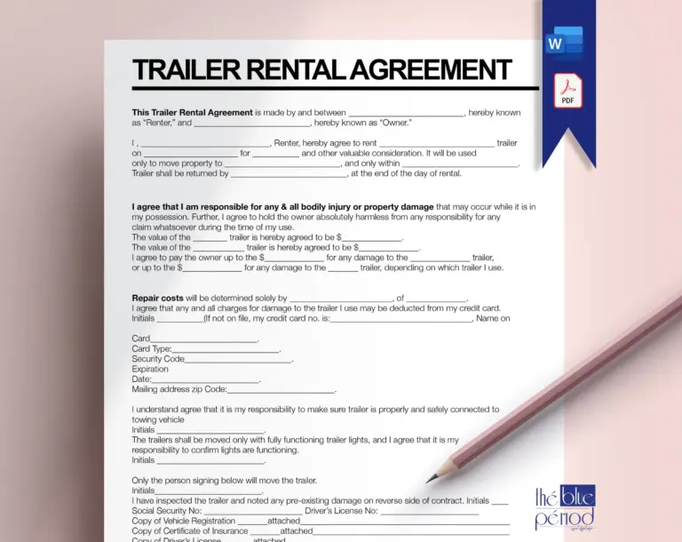 Editable Trailer Rental Agreement Etsy