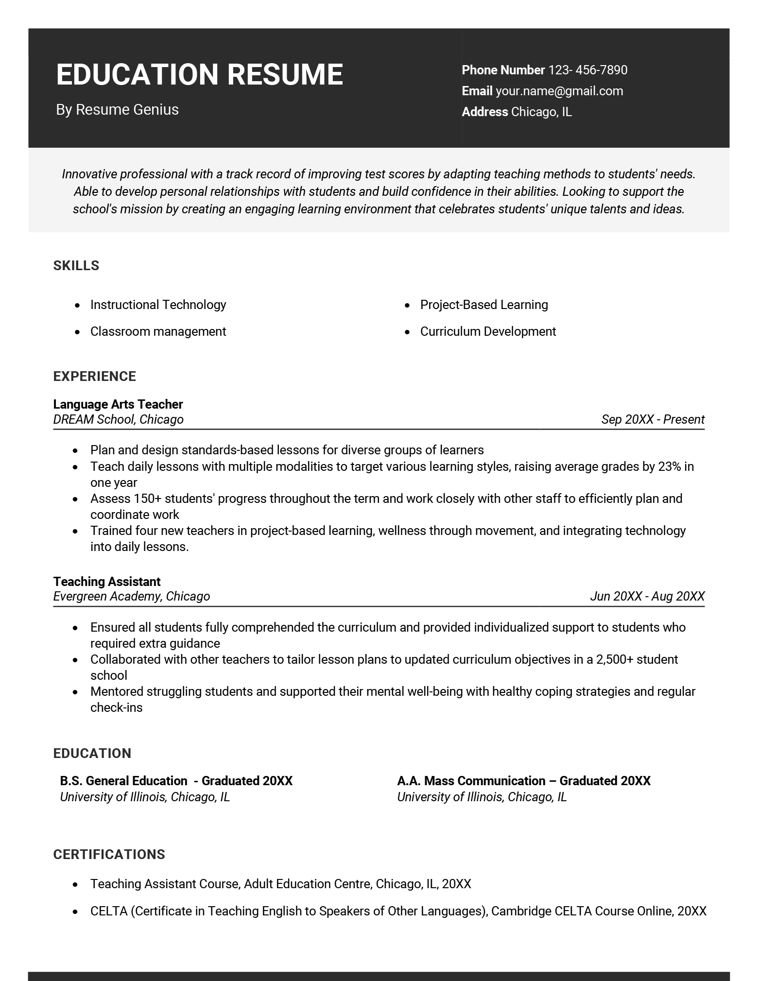 Education Resume Examples And Writing Tips
