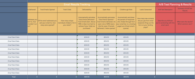 Email Marketing Planning Template Free Download 