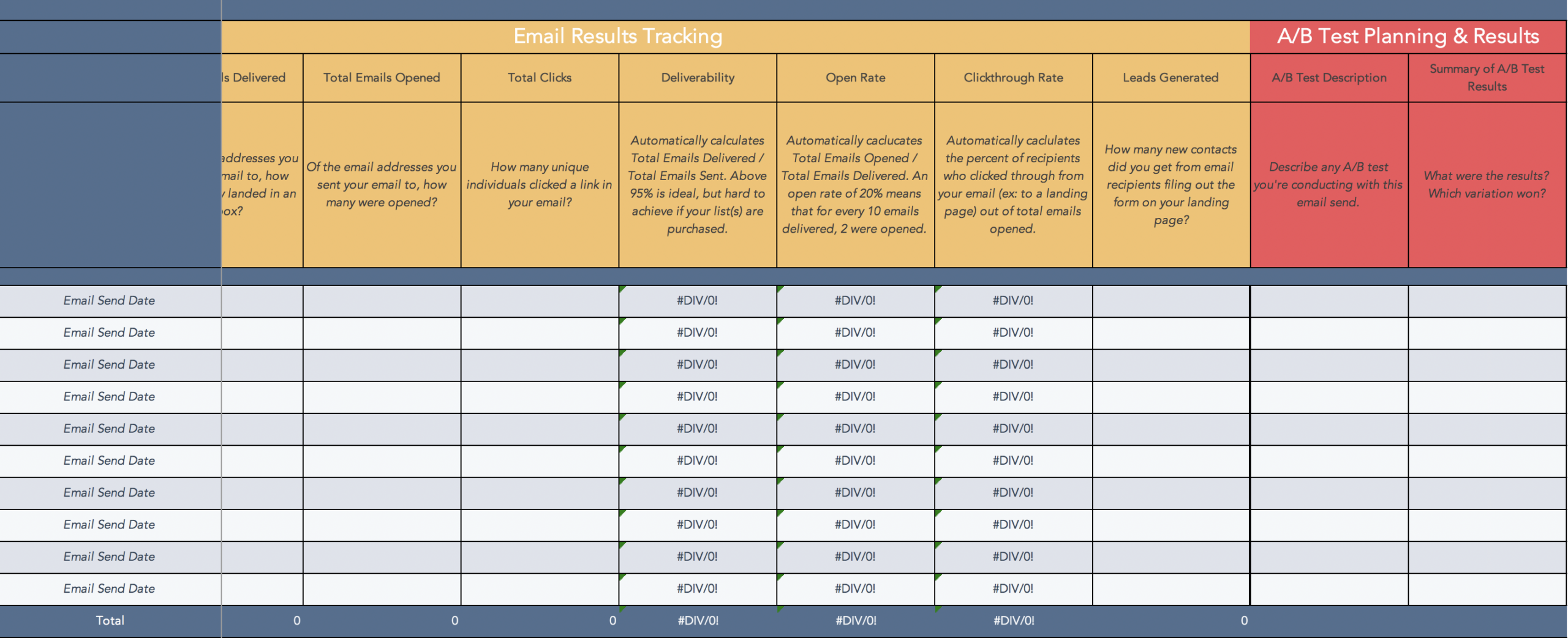 Email Marketing Planning Template Free Download