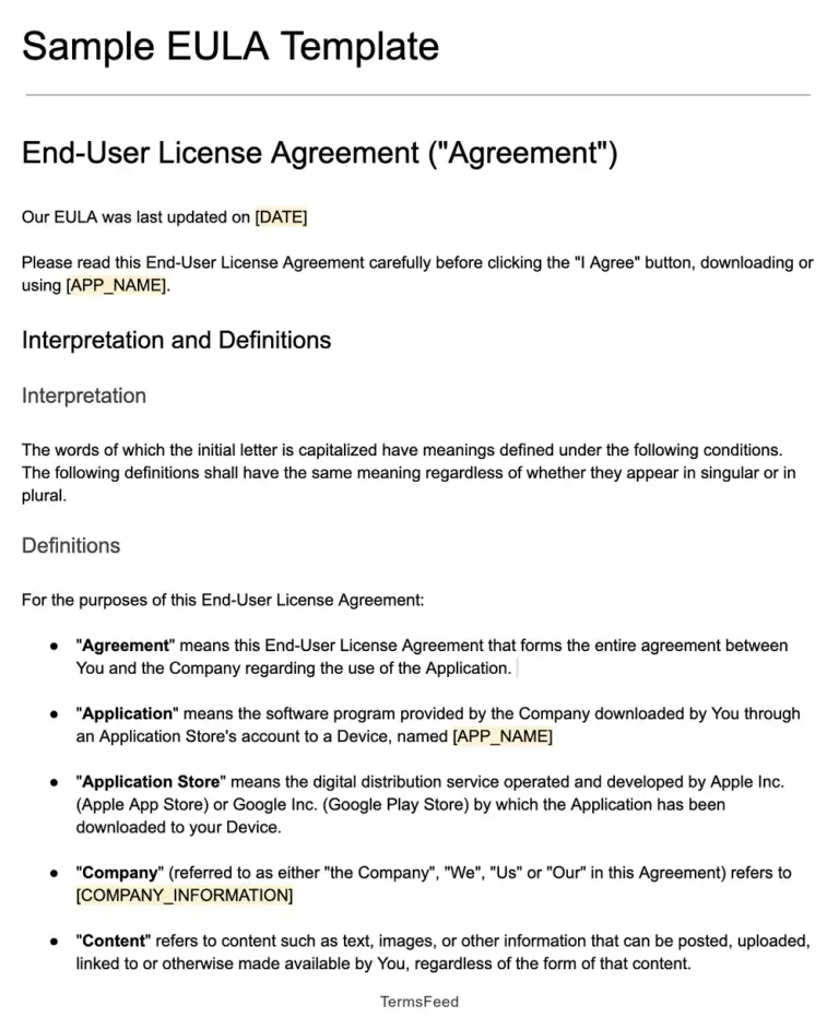 EULA Template TermsFeed