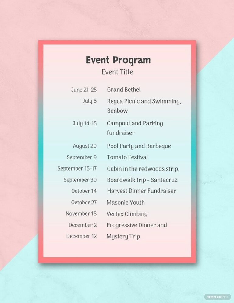 Event Program Template In Pages Google Docs Word Download Template