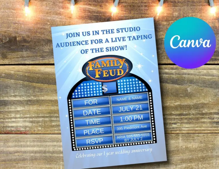 Family Feud Invitation Canva Template 5 x7 Invitation And RSVP Instant Download Editable Etsy