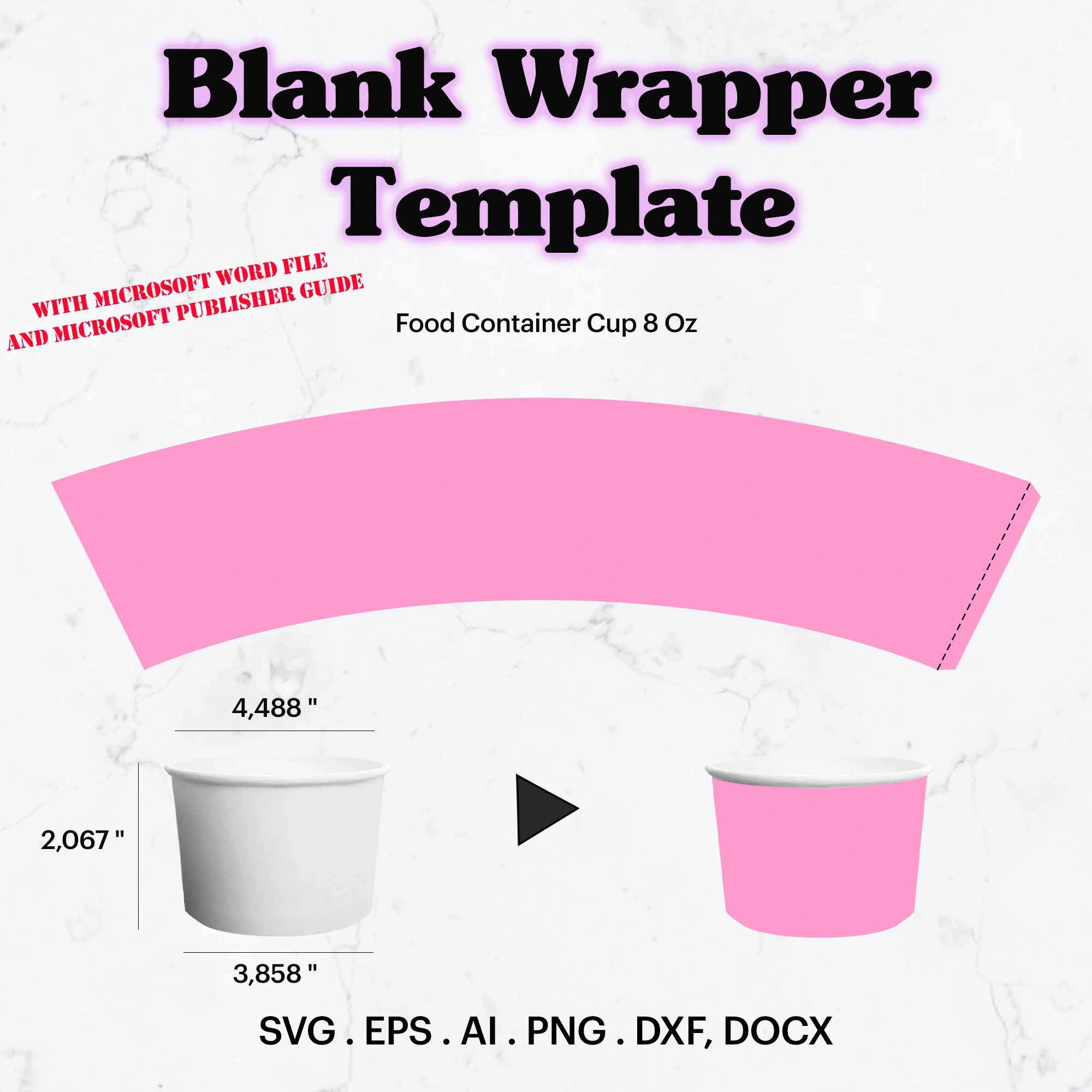 Food Container Cup 8 Oz Wrapper 114 Mm Top Circumference Soup Container Cup Wrapper Blank Template Plastic Paper Cup Cricut Silhouette Etsy