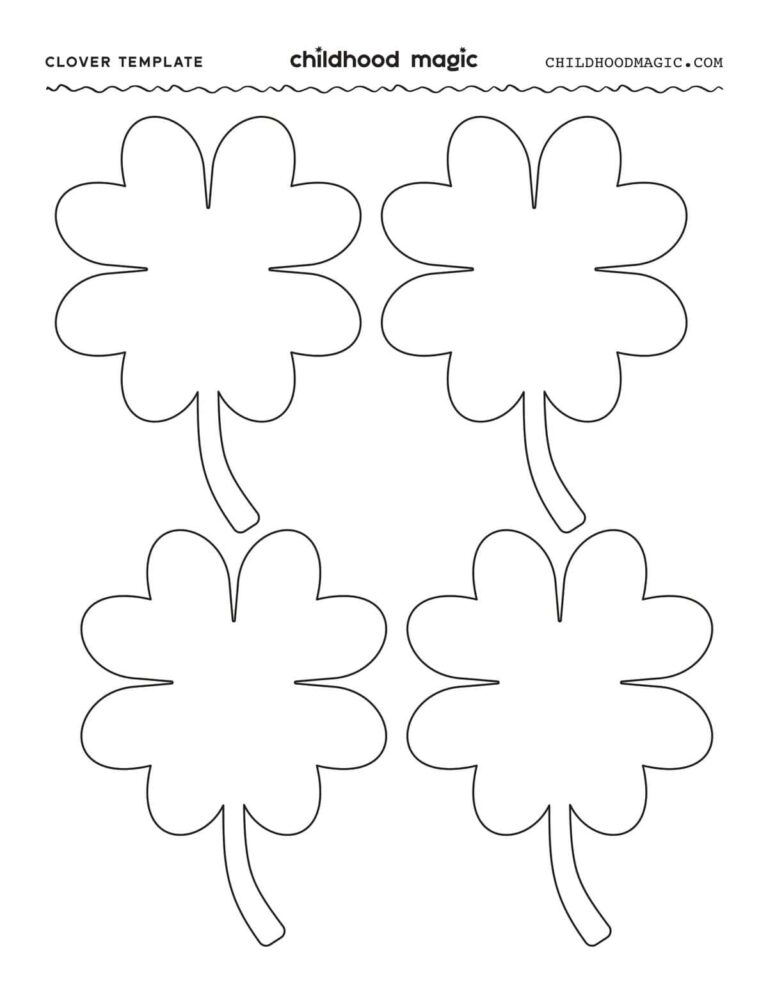 Four Leaf Clover Template Free Printable Childhood Magic