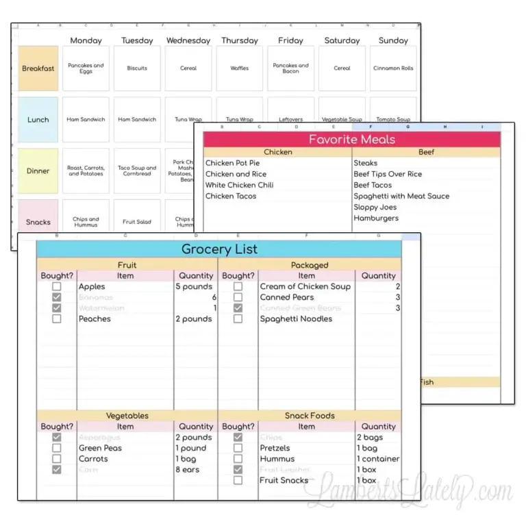 Free 3 Tab Meal Plan Template For Google Sheets LL Home