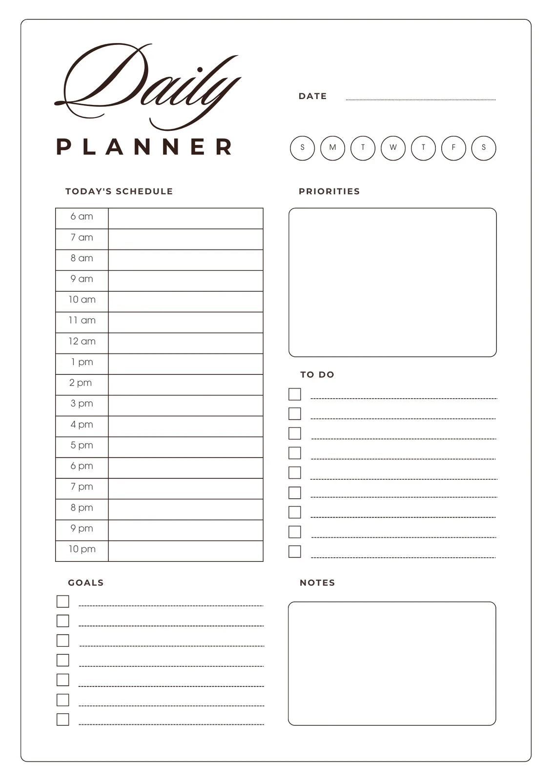 Free And Customizable Daily Templates